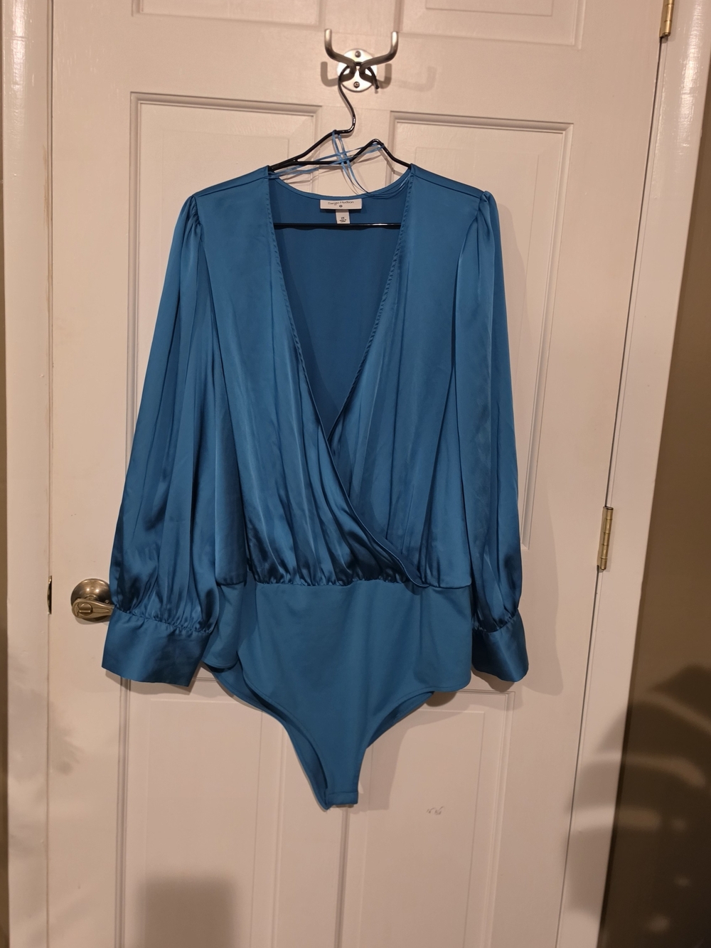 Sergio Hudson x Target Teal Blue Crossover Satin Bodysuit - 2X